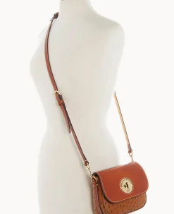 Dooney & Bourke The Ostrich Turnlock Collection|Exotic Leather<Ostrich Turnlock Flap Saddle Caramel
