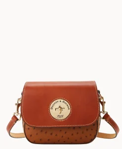 Dooney & Bourke The Ostrich Turnlock Collection|Exotic Leather<Ostrich Turnlock Flap Saddle Caramel