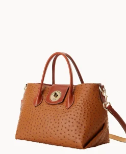 Dooney & Bourke The Ostrich Turnlock Collection|Picnic in the Park<Ostrich Turnlock Handle Tote 30 Caramel