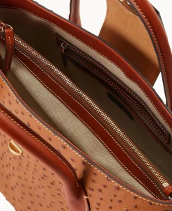 Dooney & Bourke The Ostrich Turnlock Collection|Picnic in the Park<Ostrich Turnlock Handle Tote 30 Caramel