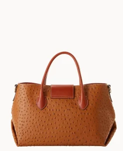 Dooney & Bourke The Ostrich Turnlock Collection|Picnic in the Park<Ostrich Turnlock Handle Tote 30 Caramel