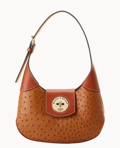Dooney & Bourke The Ostrich Turnlock Collection|Picnic in the Park<Ostrich Turnlock Hobo 26 Caramel
