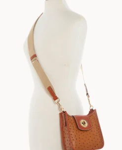 Dooney & Bourke Exotic Leather|Travel<Ostrich Turnlock Messenger 20 Caramel