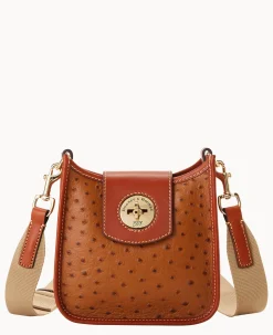 Dooney & Bourke Exotic Leather|Travel<Ostrich Turnlock Messenger 20 Caramel