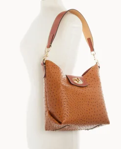 Dooney & Bourke The Ostrich Turnlock Collection|Picnic in the Park<Ostrich Turnlock Sac 30 Caramel