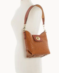 Dooney & Bourke The Ostrich Turnlock Collection|Picnic in the Park<Ostrich Turnlock Sac 22 Caramel