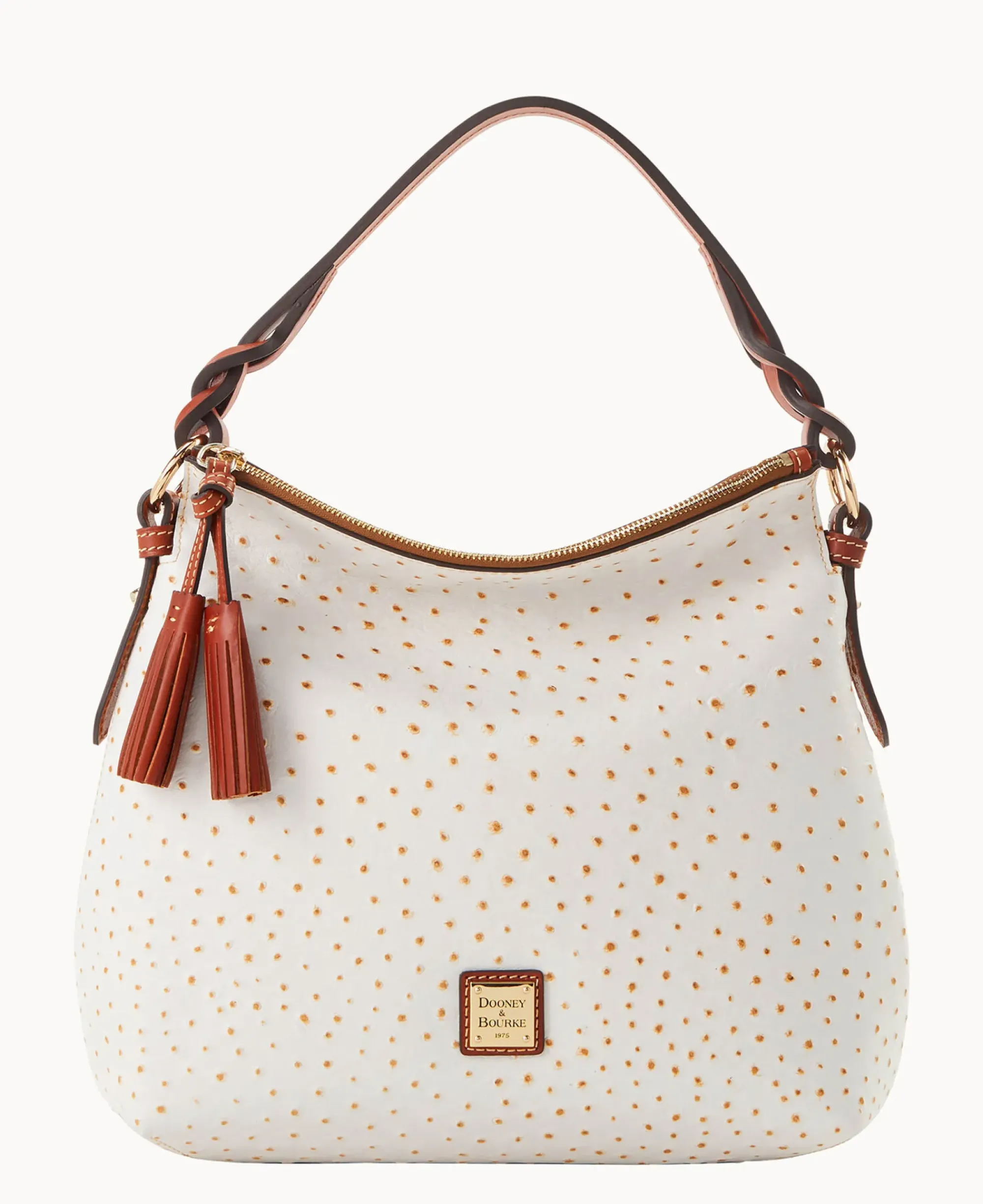 Dooney & Bourke Exotic Leather|Shoulder Bags<Ostrich Twist Strap Hobo Bone