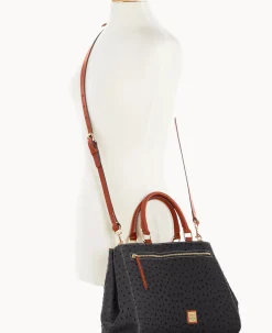 Dooney & Bourke Ready For the Getaway|Exotic Leather<Ostrich Zip Satchel Black