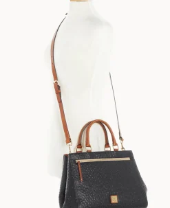 Dooney & Bourke Ready For the Getaway|Exotic Leather<Ostrich Zip Satchel Black