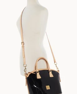 Dooney & Bourke Smooth Leather|Shoulder Bags<Patent Domed Satchel Black