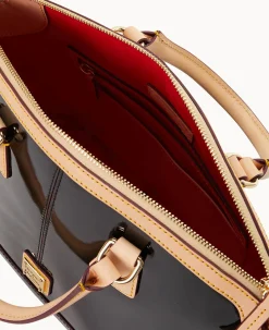 Dooney & Bourke Smooth Leather|Shoulder Bags<Patent Domed Satchel Black