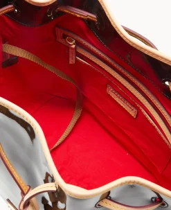 Dooney & Bourke Smooth Leather|Shoulder Bags<Patent Drawstring Black