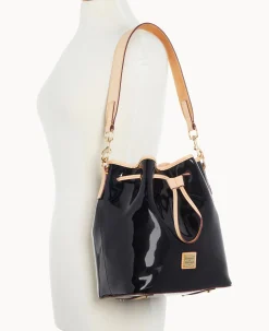 Dooney & Bourke Smooth Leather|Shoulder Bags<Patent Drawstring Black