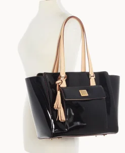 Dooney & Bourke Smooth Leather|Shoulder Bags<Patent East West Shopper Black