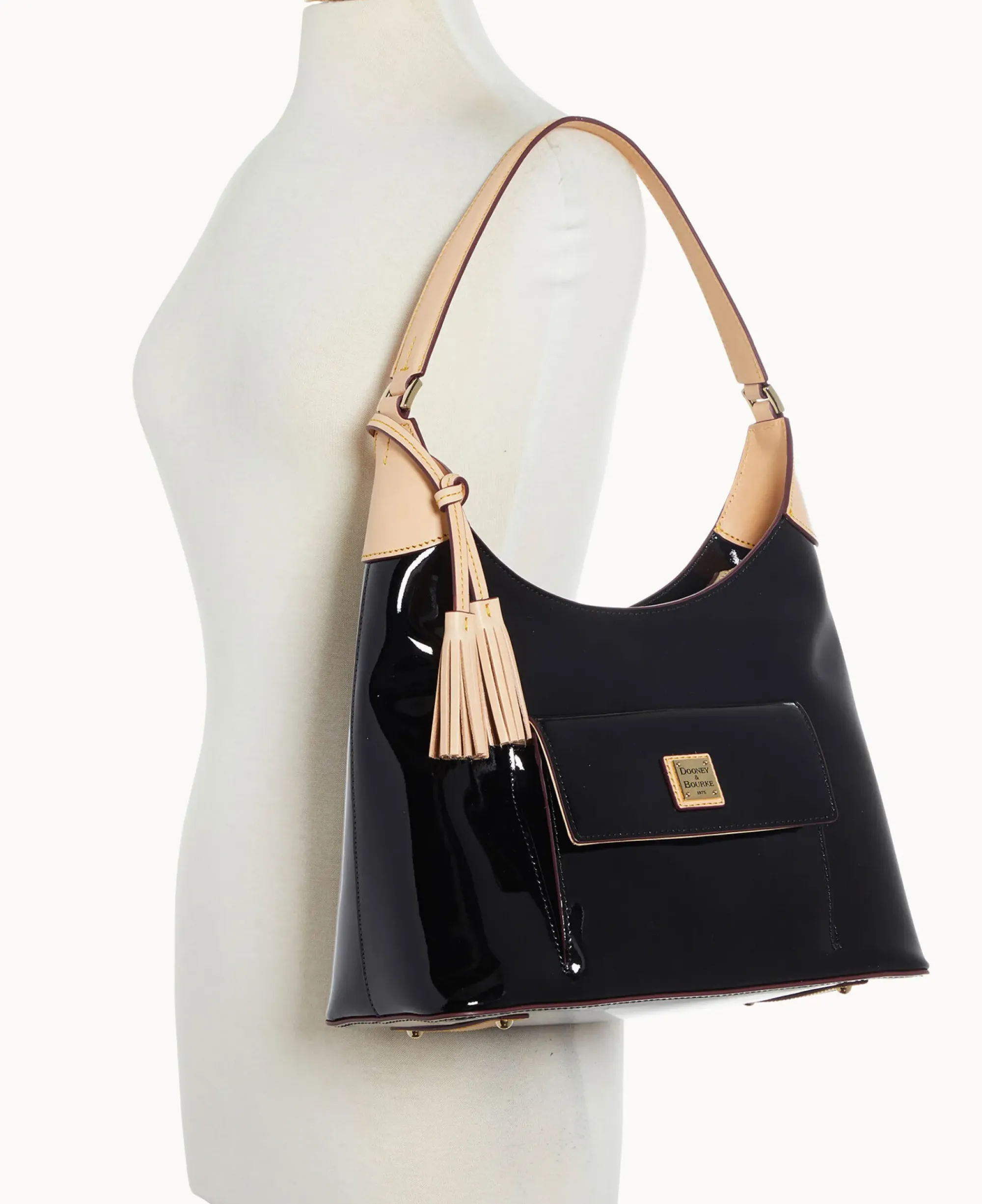 Dooney & Bourke Smooth Leather|Shoulder Bags<Patent Hobo Black