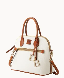 Dooney & Bourke The Pebble Grain Collection|Ready For the Getaway<Pebble Grain Domed Satchel White