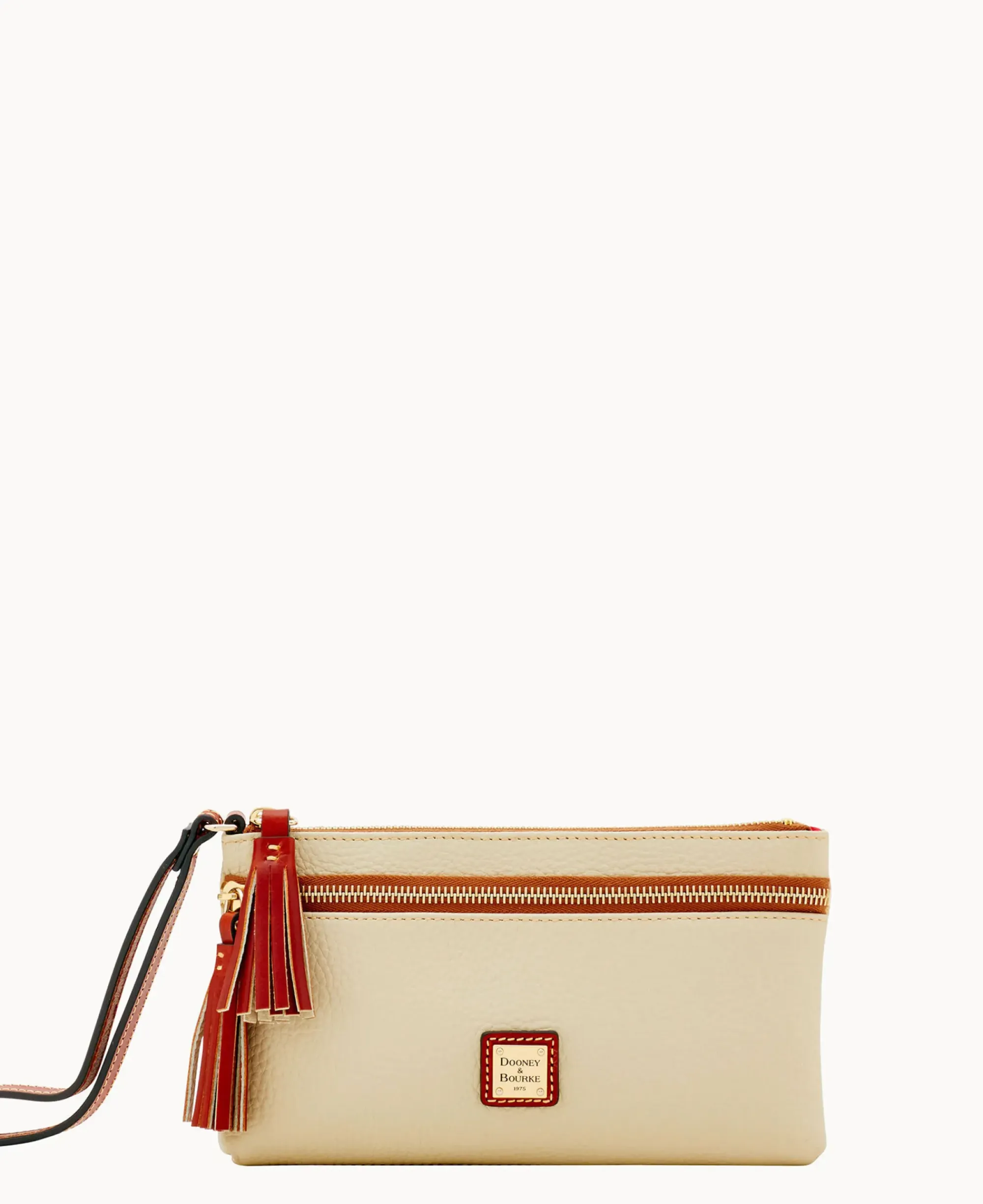 Dooney & Bourke The Pebble Grain Collection|Grab and Go<Pebble Grain Double Zip Wristlet Bone