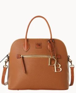 Dooney & Bourke The Pebble Grain Collection|Ready For the Getaway<Pebble Grain Large Domed Satchel Caramel