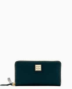 Dooney & Bourke The Pebble Grain Collection|Grab and Go<Pebble Grain Large Zip Around Wristlet Black Black