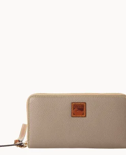 Dooney & Bourke The Pebble Grain Collection|Grab and Go<Pebble Grain Large Zip Around Wristlet Taupe