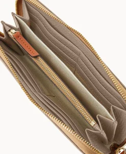 Dooney & Bourke The Pebble Grain Collection|Grab and Go<Pebble Grain Large Zip Around Wristlet Taupe