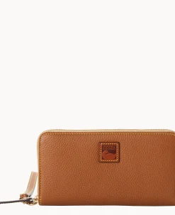 Dooney & Bourke The Pebble Grain Collection|Grab and Go<Pebble Grain Large Zip Around Wristlet Caramel