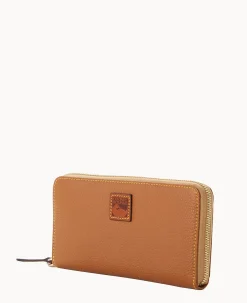 Dooney & Bourke The Pebble Grain Collection|Grab and Go<Pebble Grain Large Zip Around Wristlet Caramel