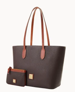 Dooney & Bourke The Pebble Grain Collection|Pebbled Leather<Pebble Grain Tote With Medium Wristlet Brown Tmoro
