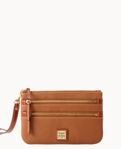 Dooney & Bourke The Pebble Grain Collection|Grab and Go<Pebble Grain Triple Zip Wristlet Caramel