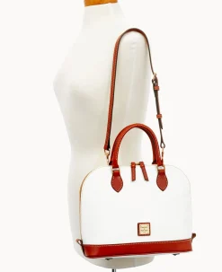 Dooney & Bourke The Pebble Grain Collection|Ready For the Getaway<Pebble Grain Zip Zip Satchel White