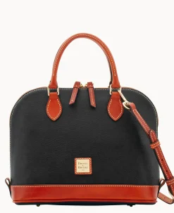 Dooney & Bourke Ready For the Getaway|Pebbled Leather<Pebble Grain Zip Zip Satchel Black