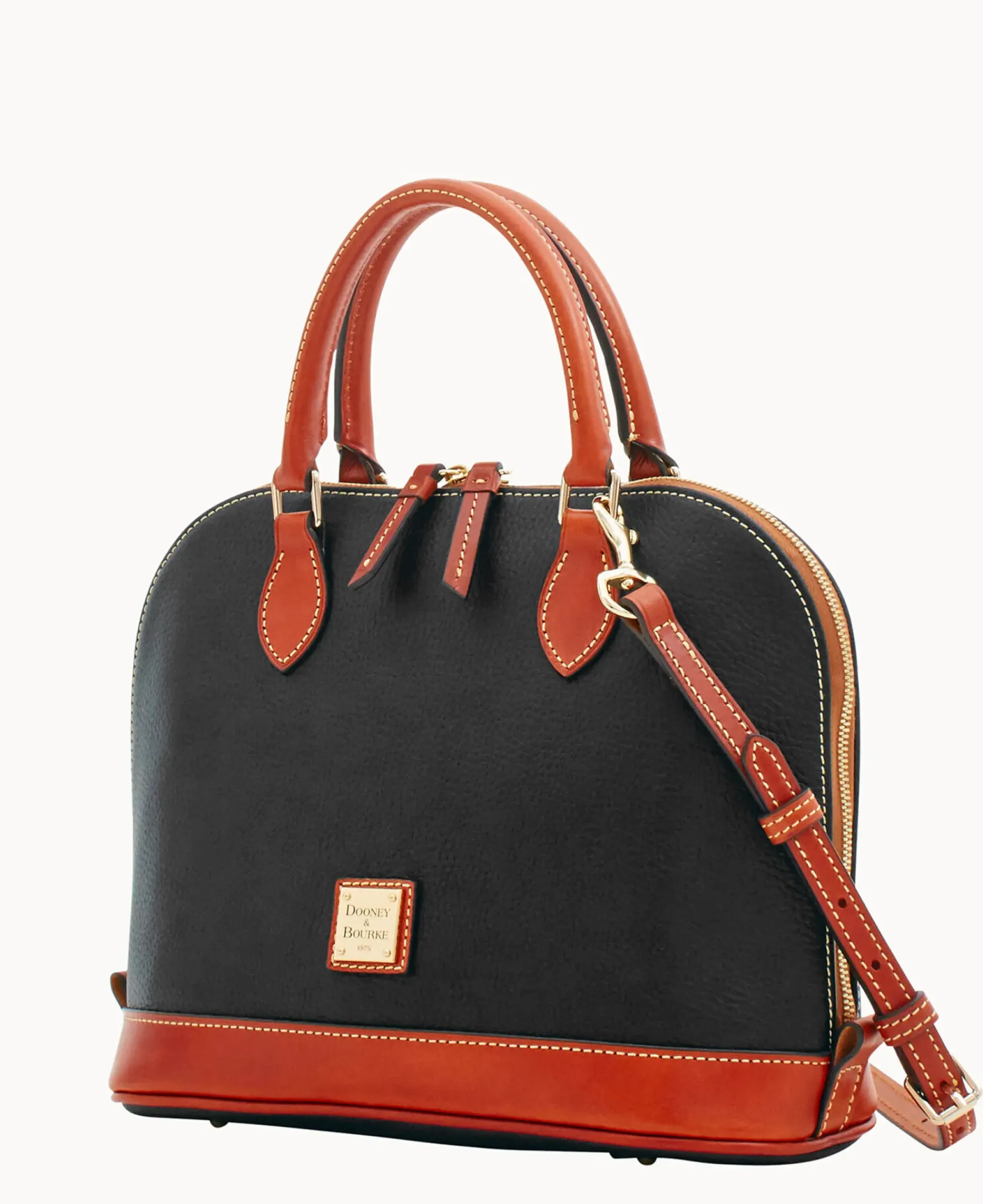 Dooney & Bourke Ready For the Getaway|Pebbled Leather<Pebble Grain Zip Zip Satchel Black