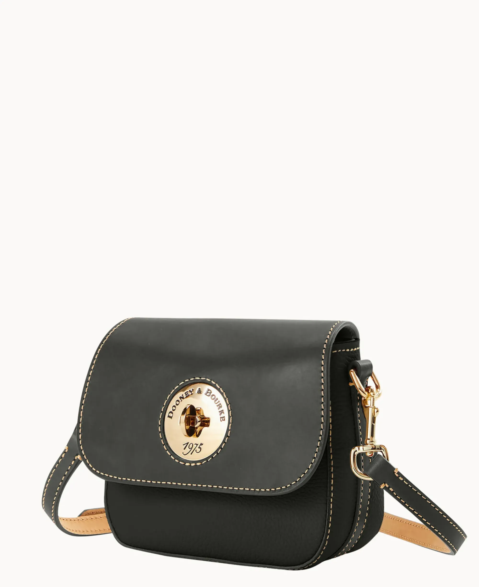 Dooney & Bourke Pebbled Leather|Mini Bags<Pebble Turnlock Flap Saddle Black