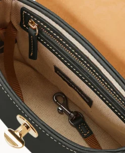 Dooney & Bourke Pebbled Leather|Mini Bags<Pebble Turnlock Flap Saddle Black