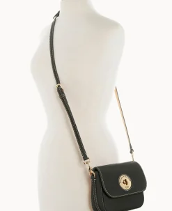 Dooney & Bourke Pebbled Leather|Mini Bags<Pebble Turnlock Flap Saddle Black