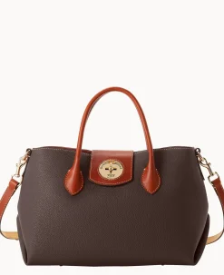 Dooney & Bourke The Pebble Turnlock Collection|Picnic in the Park<Pebble Turnlock Handle Tote 30 Brown Tmoro