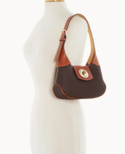 Dooney & Bourke The Pebble Grain Collection|The Pebble Turnlock Collection<Pebble Turnlock Hobo 26 Brown Tmoro