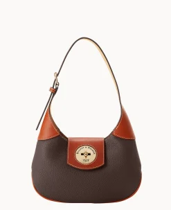 Dooney & Bourke The Pebble Grain Collection|The Pebble Turnlock Collection<Pebble Turnlock Hobo 26 Brown Tmoro