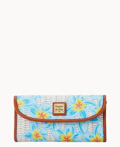 Dooney & Bourke The Plumeria Collection|Grab and Go<Plumeria Continental Clutch Sky Blue White