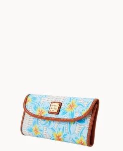 Dooney & Bourke The Plumeria Collection|Grab and Go<Plumeria Continental Clutch Sky Blue White
