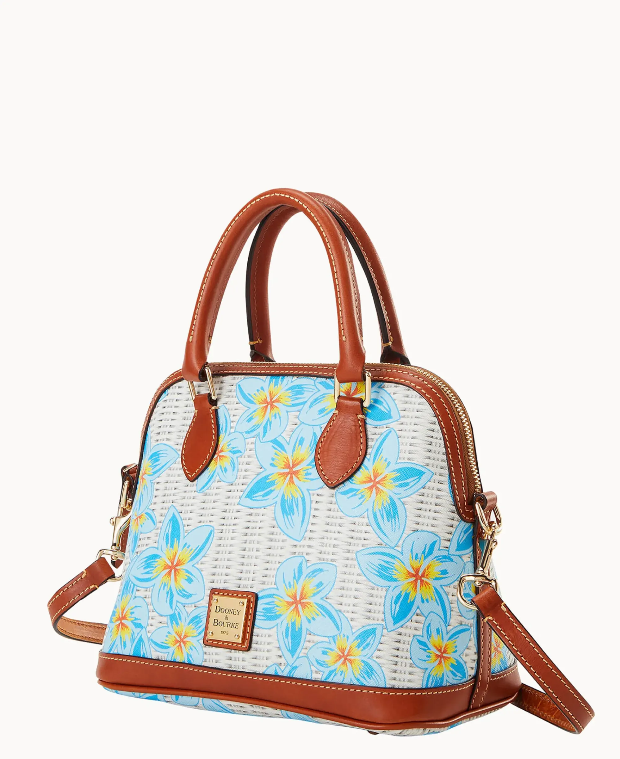 Dooney & Bourke The Plumeria Collection|Spring Style<Plumeria Satchel Sky Blue White