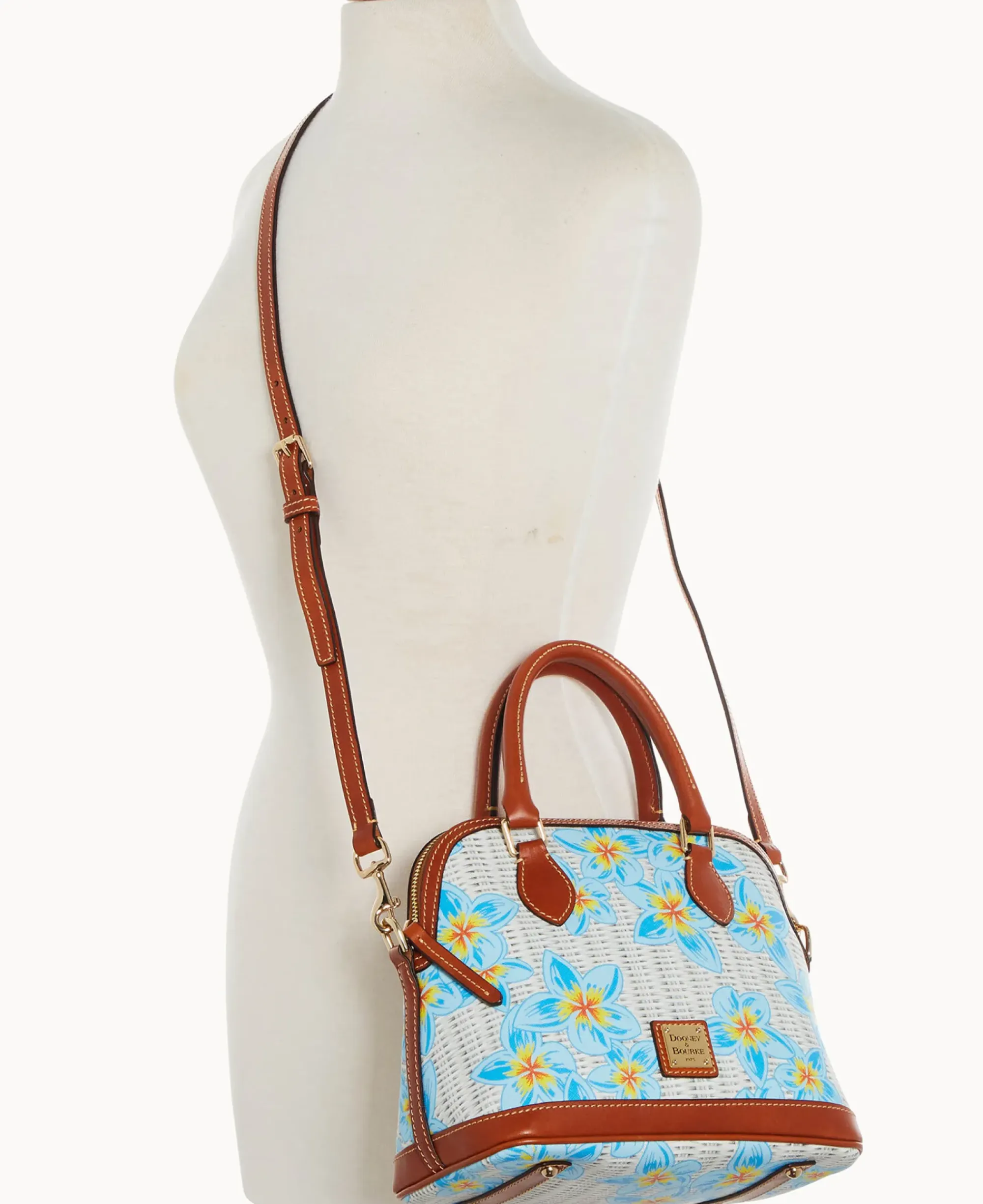 Dooney & Bourke The Plumeria Collection|Spring Style<Plumeria Satchel Sky Blue White