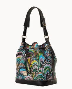 Dooney & Bourke Printed Fabric|Shoulder Bags<Plumes Drawstring Black