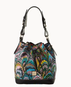 Dooney & Bourke Printed Fabric|Shoulder Bags<Plumes Drawstring Black