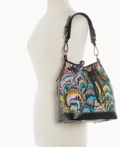 Dooney & Bourke Printed Fabric|Shoulder Bags<Plumes Drawstring Black
