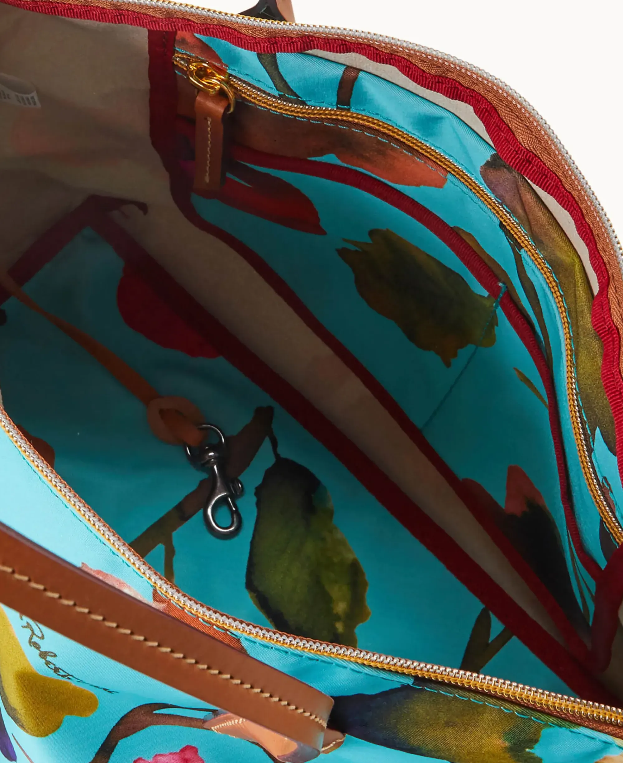 Dooney & Bourke Printed Fabric|Shoulder Bags<Roberta Pieri Flower Classic Sm Robertina Tote w Long Handle Light Blue