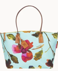 Dooney & Bourke Ready For the Getaway|Printed Fabric<Roberta Pieri Flower Classic Large Robertina Tote Light Blue