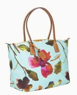 Dooney & Bourke Ready For the Getaway|Printed Fabric<Roberta Pieri Flower Classic Large Robertina Tote Light Blue