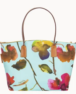 Dooney & Bourke Ready For the Getaway|Printed Fabric<Roberta Pieri Flower Classic Large Robertina Tote Light Blue