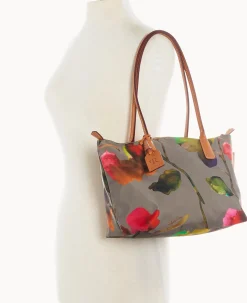 Dooney & Bourke Printed Fabric|Shoulder Bags<Roberta Pieri Flower Classic Sm Robertina Tote w Long Handle Taupe